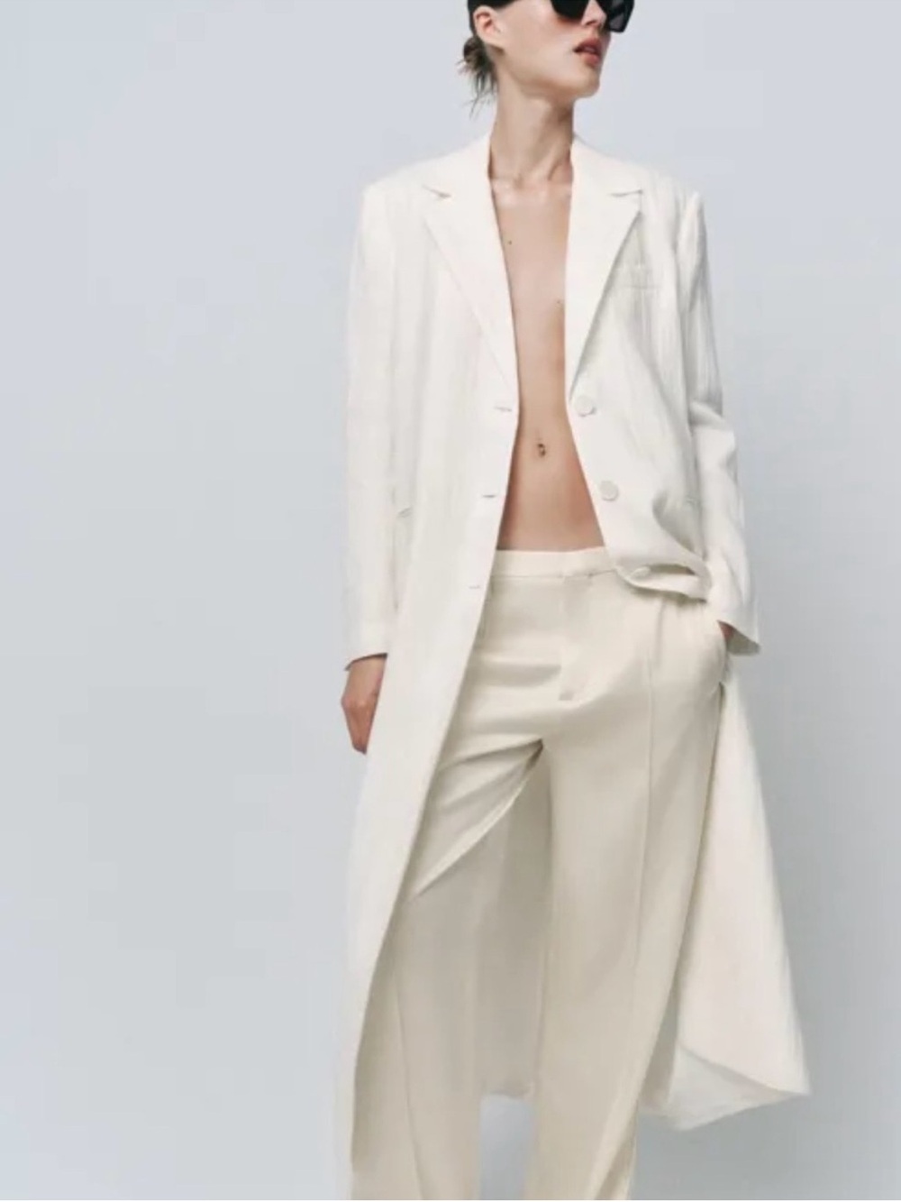 New with tags! Zara Versatile Linen Long Button Front Coat/Blazer/Dress - Picture 4 of 5